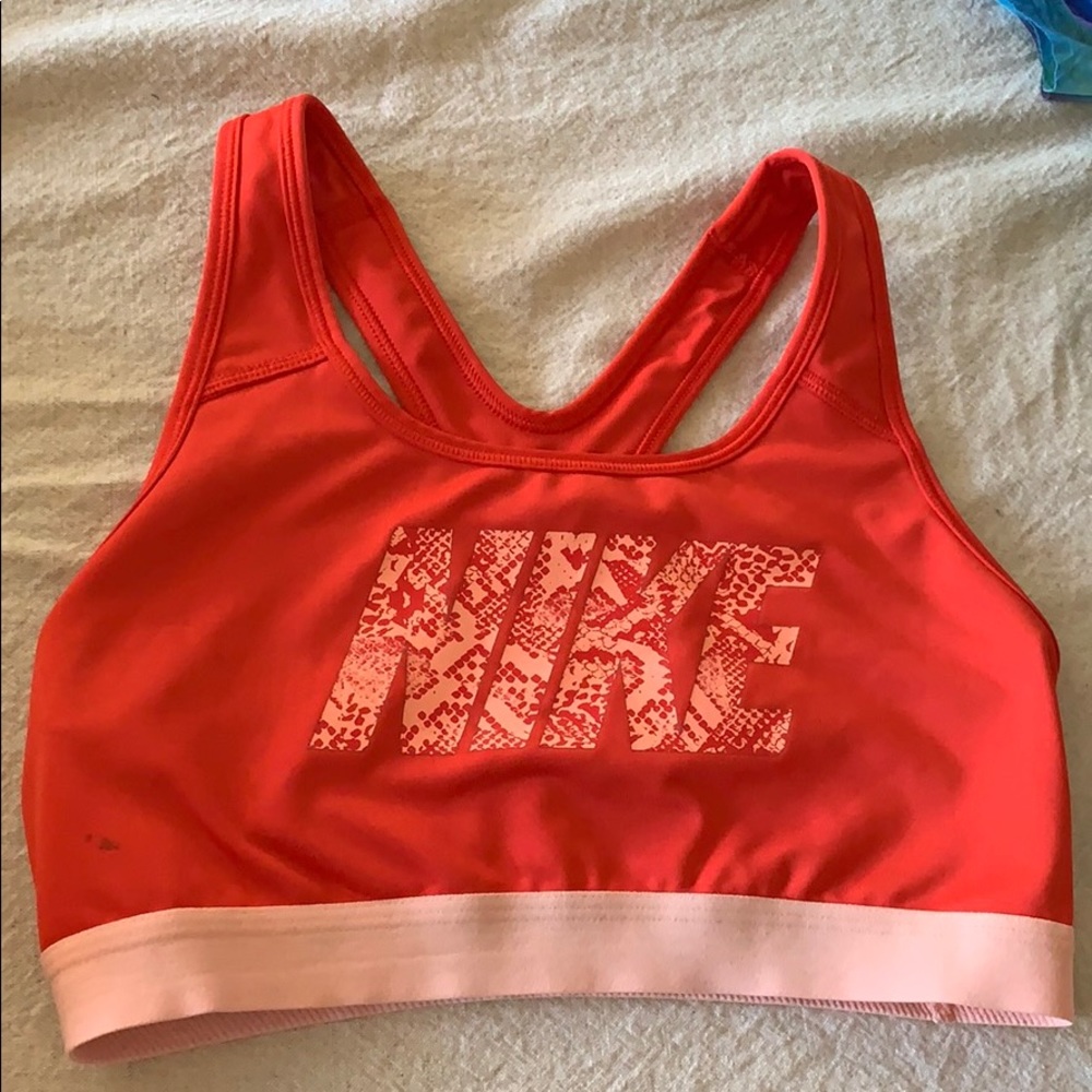Orange Nike sports bra